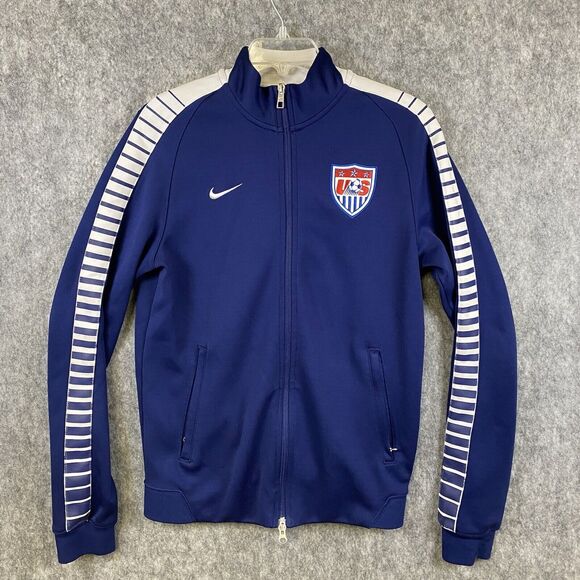 Nike Mens Small Full Zip Sweatshirt USA Soccer Swoosh Logo Navy - Picture 1 of 16